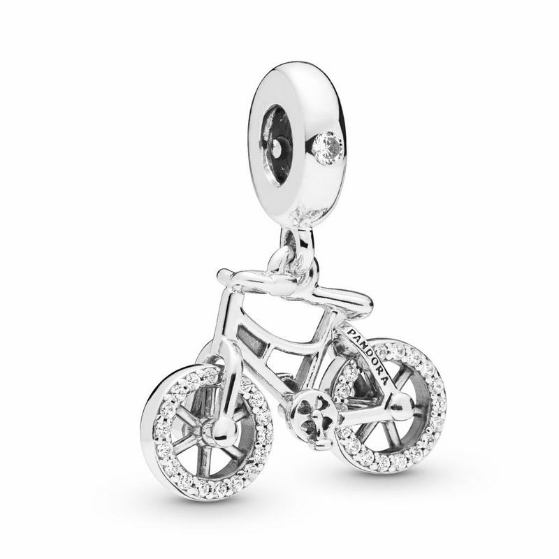 Pandora Brilliant Bicycle Dangle Charm - Sterling Silver/Cubic Zirconia - Canada | SZ5527PJ